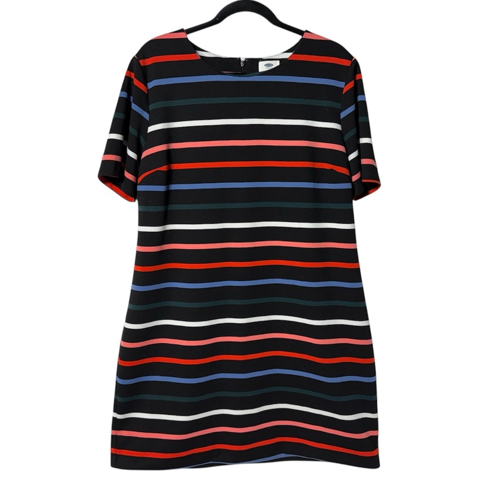 Old Navy Striped Ponte Mini Dress in Black and Multicolor